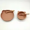 Cartoon Bear Baby Weaning Dishes Set Anti-Slip Portable Toddler Feeding Tableware with Fork Spoon Easy Clean Divided Dinner Bowl