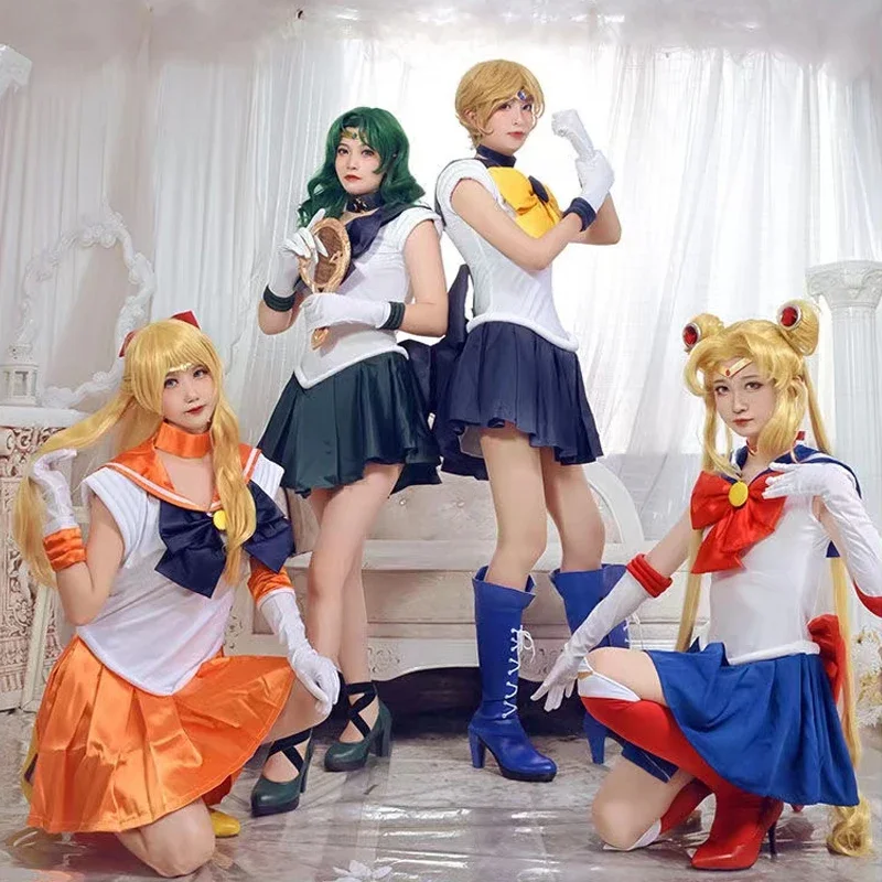 

Disfraz de Anime Sailor Moon para mujer, vestido de figura de Anime, traje de Halloween, peluca, ropa Loli, uniforme de fiesta