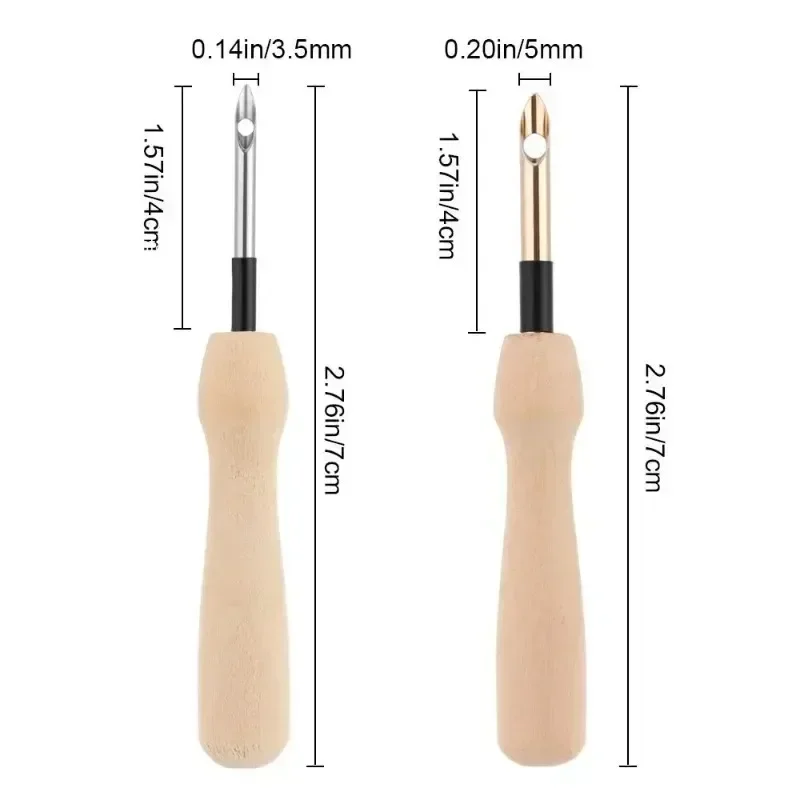 Wooden Handle Poking Needle Set Embroidery Punch Needle Weaving Tools Creative Pattern Manual Craft DIY Sewing Tool
