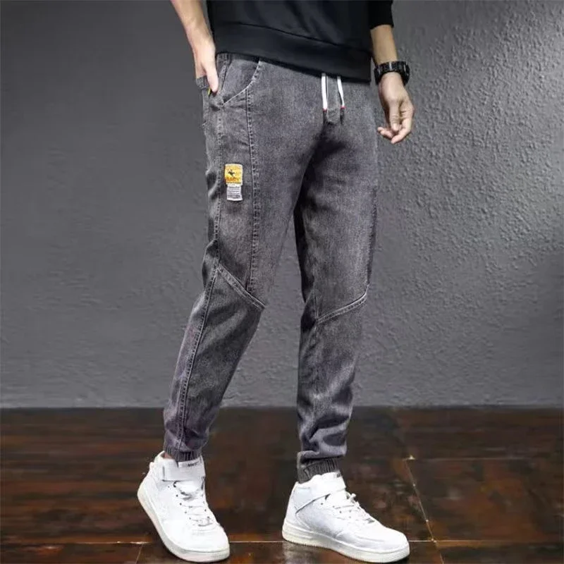 Pantalones vaqueros elásticos para hombre con bolsillos, pantalones vaqueros negros informales de talla grande, ropa de diseñador de lujo emo más barata