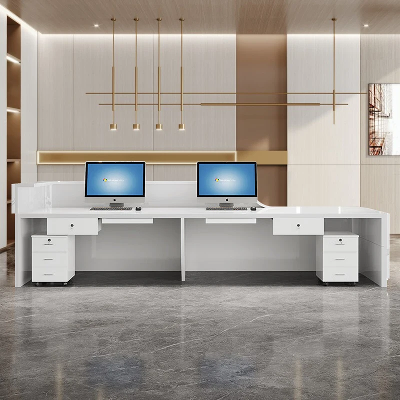 Cashier Table Reception Bank Acrylic Podium Church Checkout Counter Supermarket Furniture Stores Gold Floaoting Bureau Home