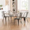 Metal Patio Dining Chair Set of 4 Dark Grey Farmhouse Tolix Style for Kitchen Dining Room Restaurant Bistro Stackable 1