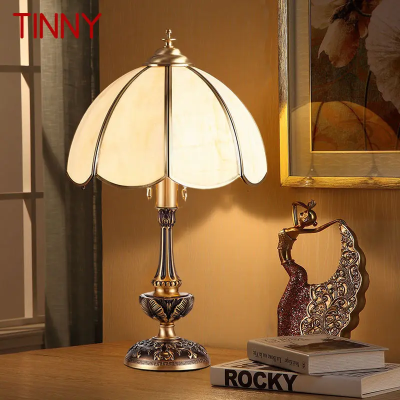 

TINNY Modern Brass Table Light LED European Creative Luxury Glass Copper Desk Lamp For Home Living Room Study Bedroom