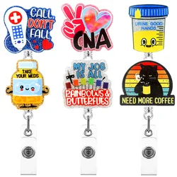 Creative Doctor Nurse Words Style Rotate Clip Retractable Badge Reel Card Holder Exhibition Name Card Parts