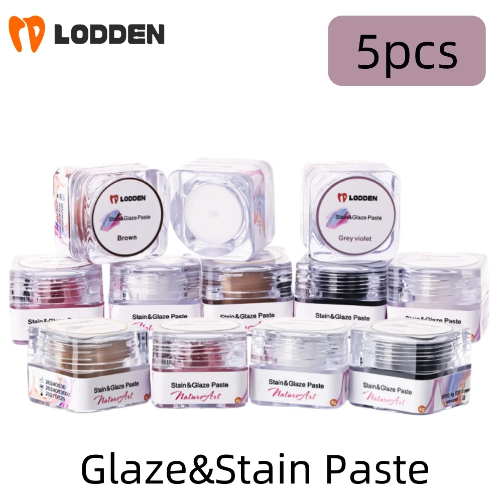 5 Stück Dental Stain & Glaze Paste Glaze-F Restaurierungspaste für alle Keramikmaterialien Dentallabormaterialien 4 g/Flasche