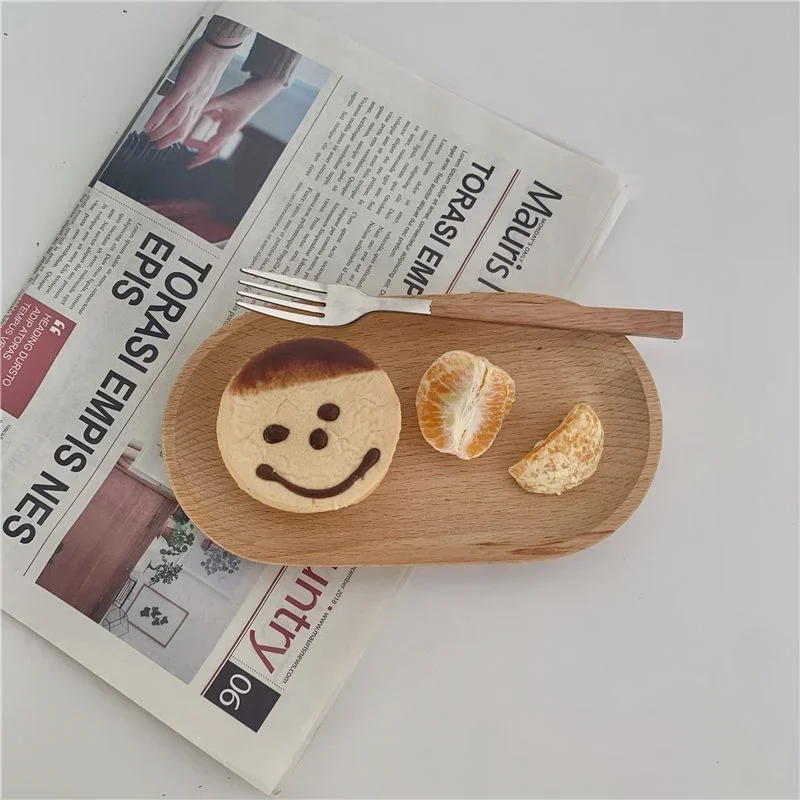 너도밤나무 나무 접시 트레이, 디저트 스시 스낵 과일 뷔페, 어린이 식기 장식, 단단한 타원형 접시, 자연 생활