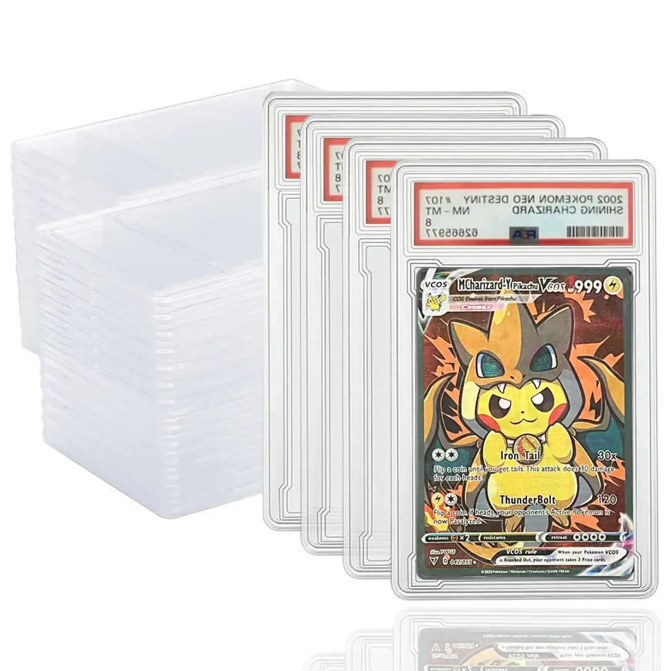35Pt Pokemon Cards Slab Protector Sleeves Holder 90X65Mm Game Trading Baseball Sports Card Album Collezionisti Raccoglitore Di Plastica Dura