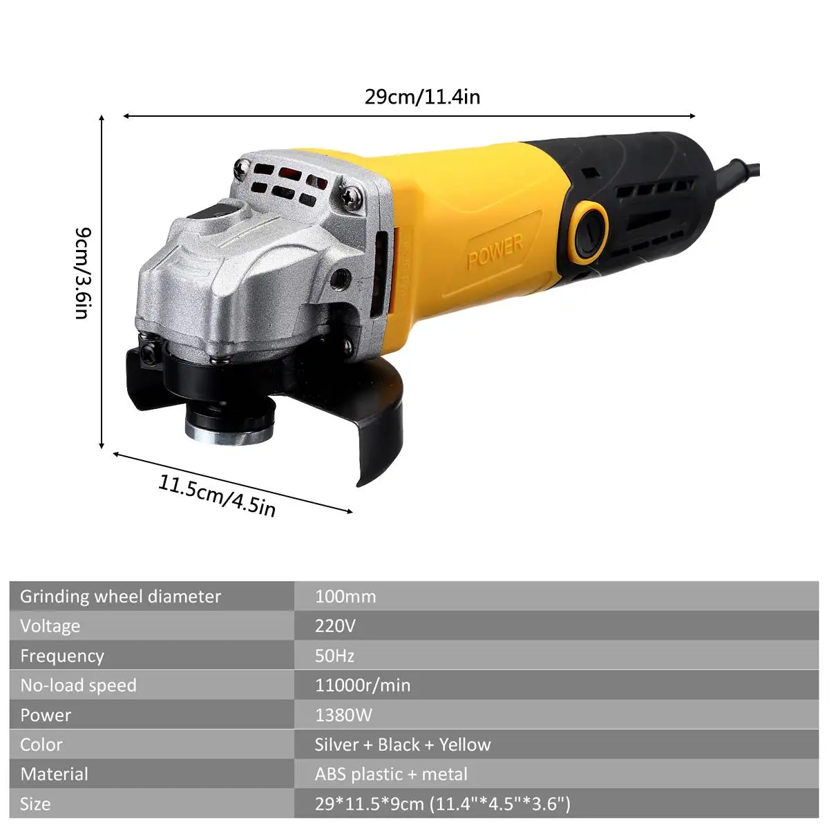 1380W 11000r/min Electric Angle Grinder Grinding Cutting Angular Machine Renovation Team Home DIY Power Tools 220V