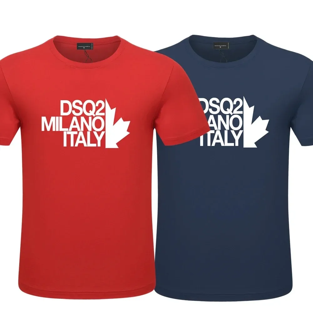

2024 new brand Men's Summer T-shirt DSQ2 letter Men's Casual Loose T-shirt DSQ Maple Leaf Print Street Hip Hop T-shirt