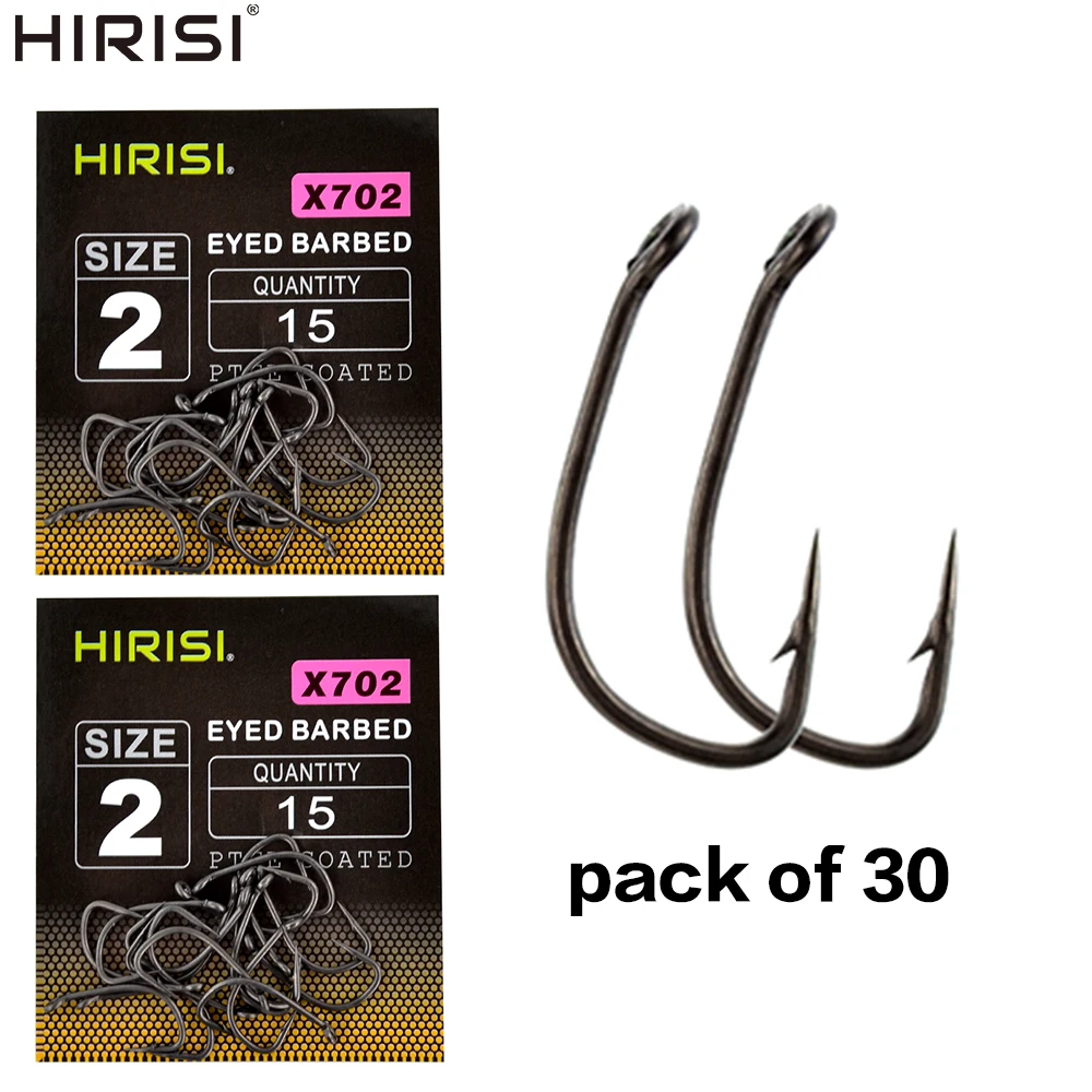 Hameçons carpe acier carbone PTFE 30 pièces avec œillet - Accessoires pêche durable X702