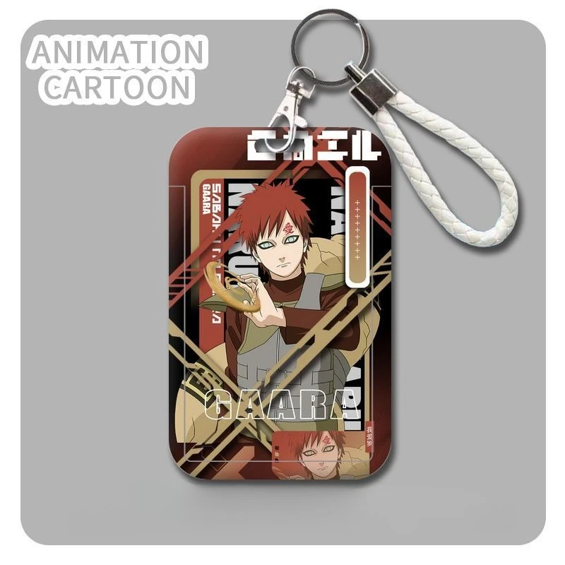 Naruto & Sasuke Cartoon Card Holder with Anti-Loss Case and Pendant
