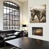 36 Inch Built-in Electric Fire Box - Herringbone Brick Background - Front Glass Panel, Fire Box and Plug Kit 3