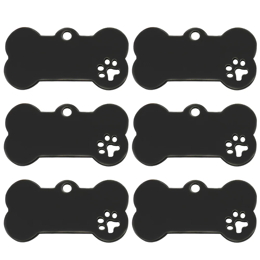 100Pcs Dog Bone Tag Shape Stainless Steel Personalized Engraved ID Name Address for Puppy Metal Pendant Keyring Anti-lost 