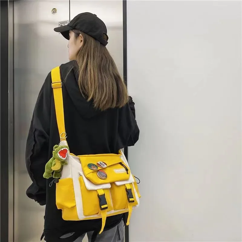 Harajuku Nylon Canvas Crossbody Bags Messenger Bag Girls School Book Bags Shoulder Bags Women Men canvas bag shoulder bag ladies handbag crossbody bag