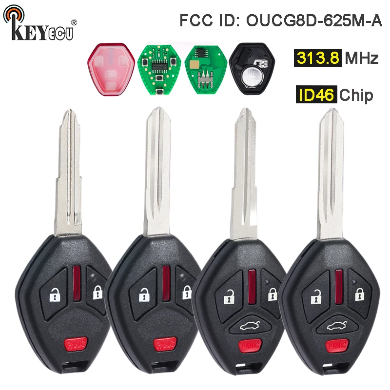 

KEYECU 313.8MHz ID46 Chip OUCG8D-625M-A Remote Car Key Fob for Mitsubishi Lancer 2007-2015 i-MiEV Lancer Outlander 2008-2015