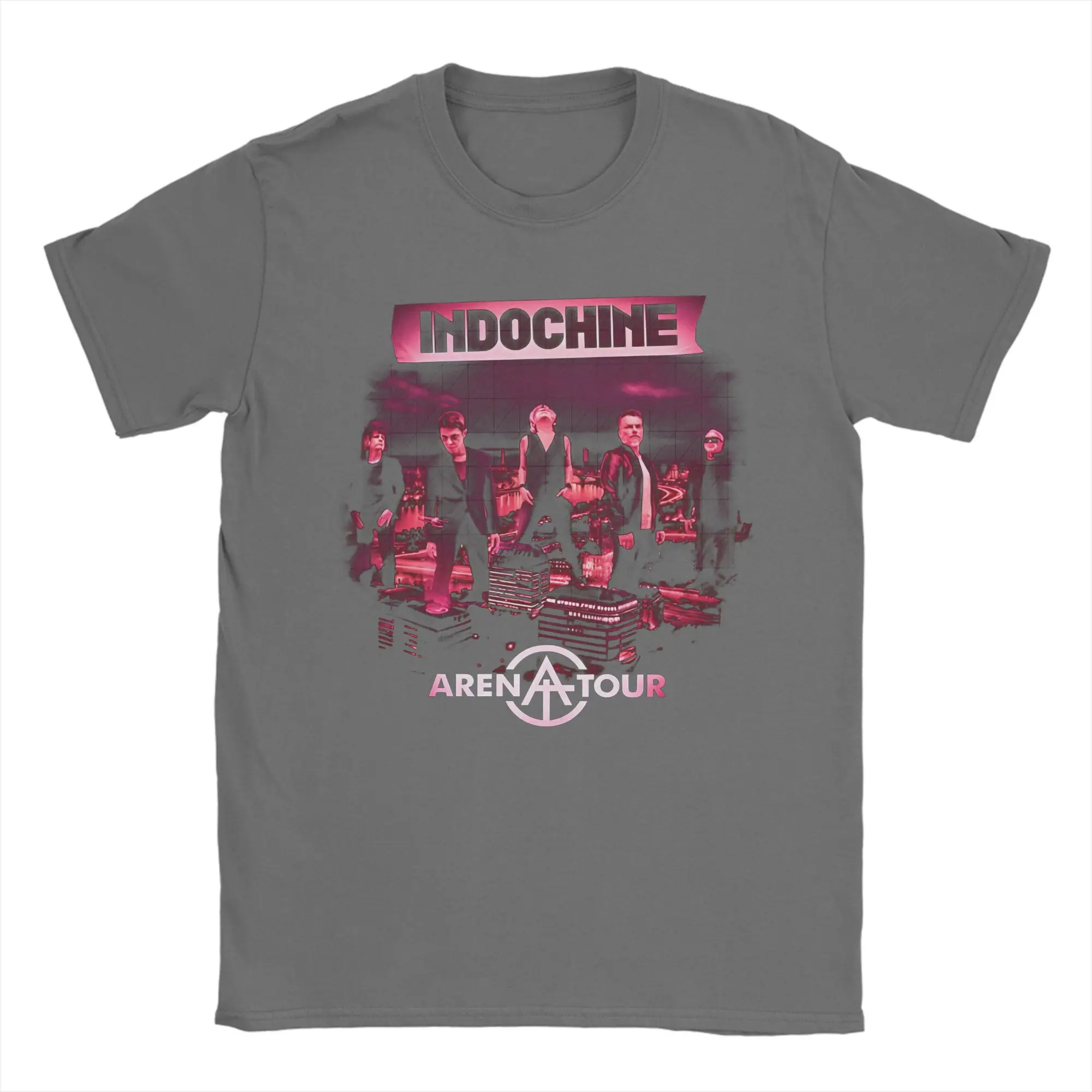 Indochine Arena Tour T Shirt Men Cotton Vintage T-Shirt O Neck Pop Rock Band Tees Short Sleeve Merchandise Summer Men Clothing men t shirts