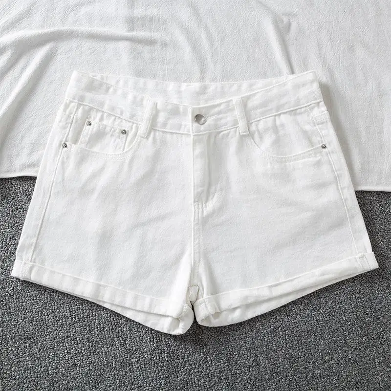 paperbag shorts Ailegogo New Summer Women Wide Leg Classic High Waist Black Denim Shorts Casual Female Solid Color White Blue Loose Jeans Shorts burberry shorts Shorts