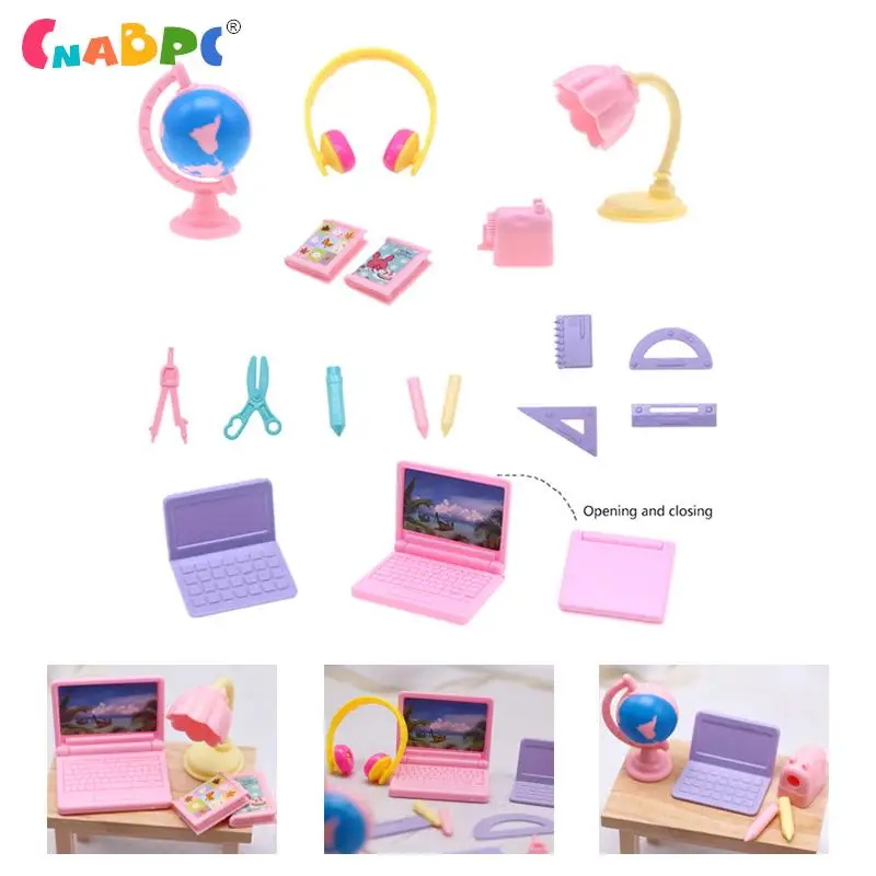 

1 Набор миниатюрные школьные принадлежности для кукольного домика канцелярские принадлежности линейка компьютерный шар модель Декор для гостиной игровой домик школьные принадлежности игрушка