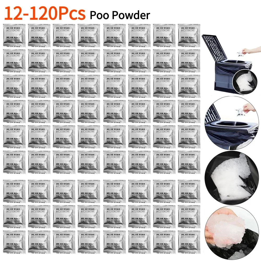 Emergency Toilet Waste Liquid Gelling Deodorizing Powder Portable Toilet Poo Gel for Camping 12-120Pcs