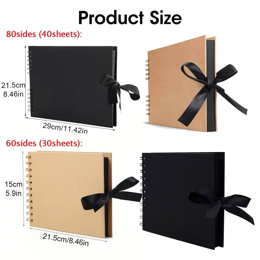 Elegant Black Memory Book DIY Craft Album - Perfect for Weddings & Anniversaries