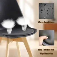 Mid-Century Modern Dining Chairs Set of 4 with Wood Legs, PU Leather Cushions for Kitchen and Living Room 4