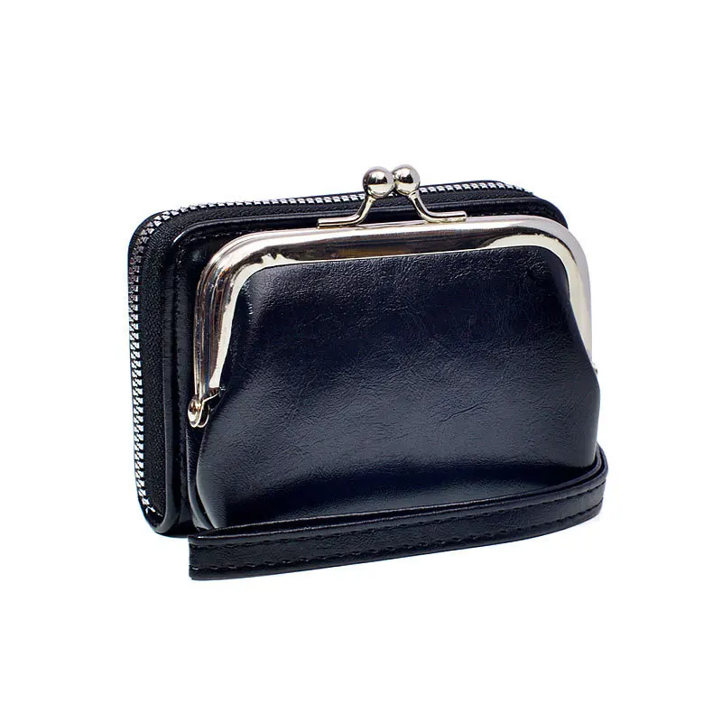 Vintage Women's Buckle Small Wallet 4-Inch Zipper Clasp Handheld Bag