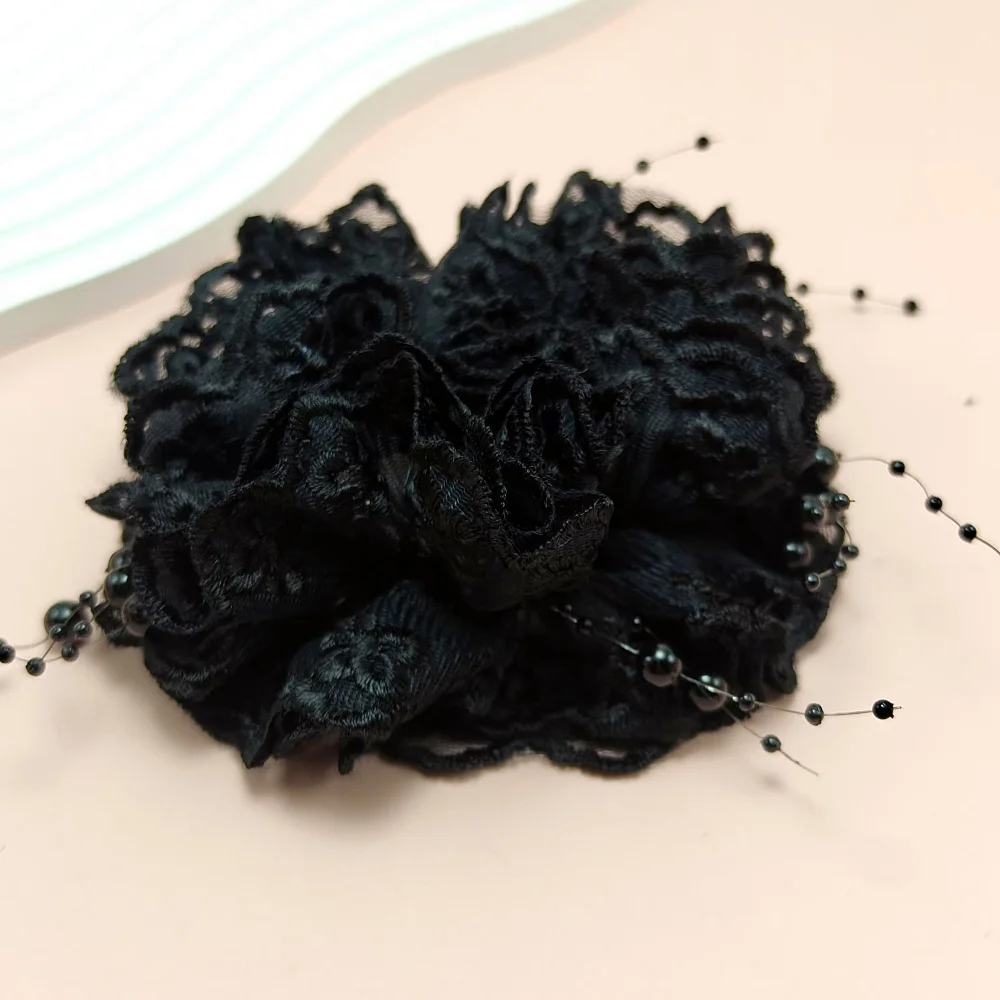 Stirnband Weibliche Elastische Gummi Blumen Große Haargummis für Frauen Fransen Gummiband Hohe Elastische Haargummis Haar Zubehör – Detail 9