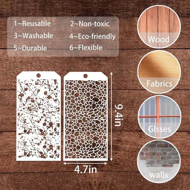 8Pcs/Set Leopard Brick Dot Mesh DIY Stencils 2