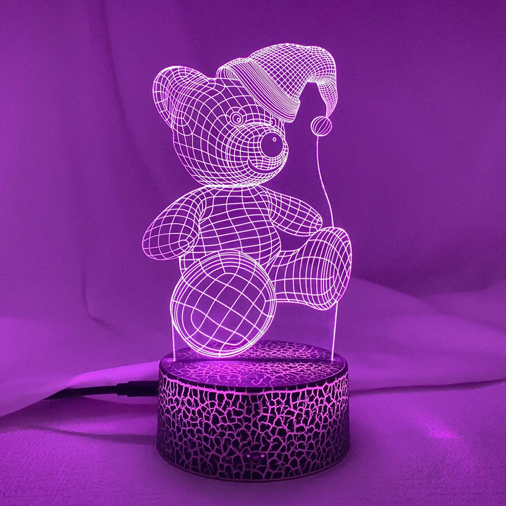 

Kid Light Night 3D LED Night Light Creative Table Bedside Lamp Romantic Christmas Bear Light Kids Girl Home Decoration Gift Box