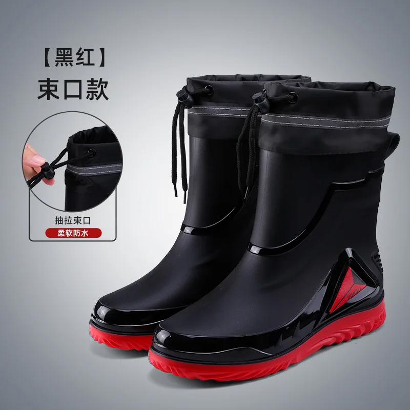 Chaussures de pluie homme outdoor antidérapantes pêche galoches caoutchouc hiver doublure chaude