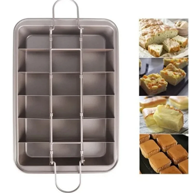 Non Stick Brownie Pan with Dividers Kitchen Baking Tray Cake Mold 18 Cavity Square Bread Baking Mold Carbon Steel Cake Bakeware Non Stick Brownie Pan with Dividers Kitchen Baking Tray Cake Mold 18 Cavity Square Bread Baking Mold Carbon Steel Cake Bakeware