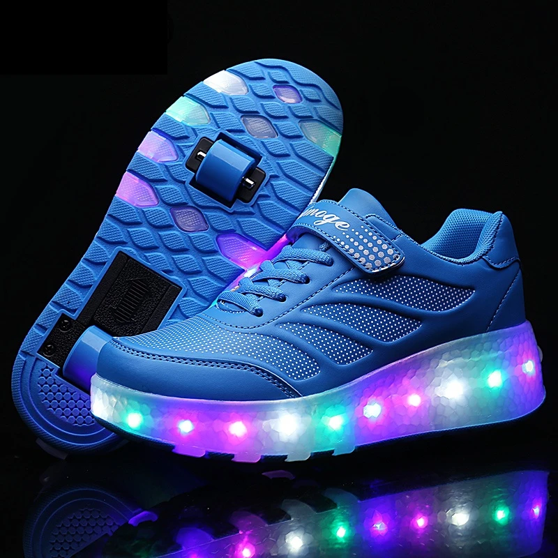 

Roller Sneakers For Children USB Charging Luminous Sneakers with Double wheels for Kids Skate Shoes with lights