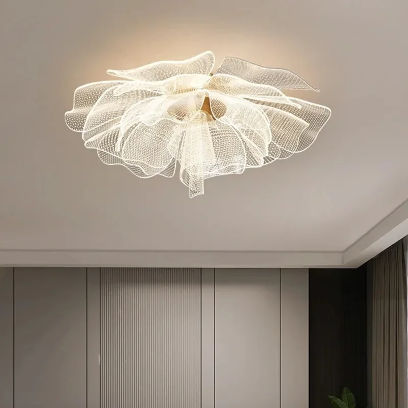 LED Ceiling Light Flower Design Acrylic Lamp Study Bedroom Entrance Hallway Light Interior Gold Luxury Lighting