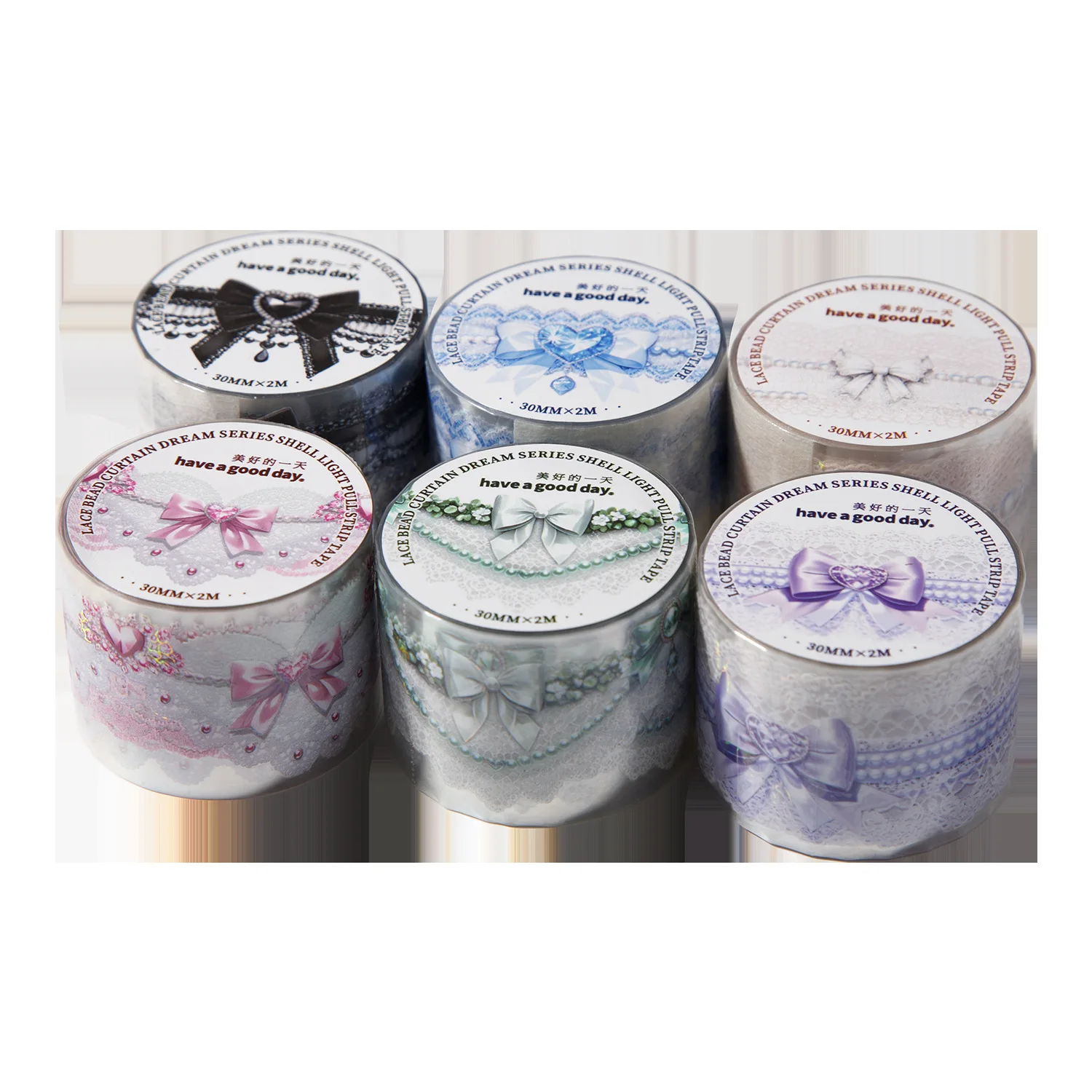 1개/1세트 장 접착 테이프 레이스 비즈 커튼 드림 저널 DIY 종이 일본식 마스킹 스크랩북 스티커