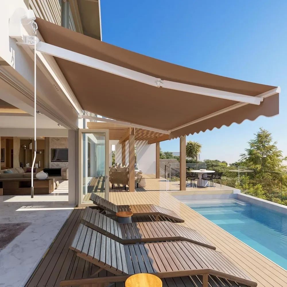 Retractable Awning 13 x 8 ft Sun Shade Shelter Cover,Outdoor Patio Awnings for Shop 2