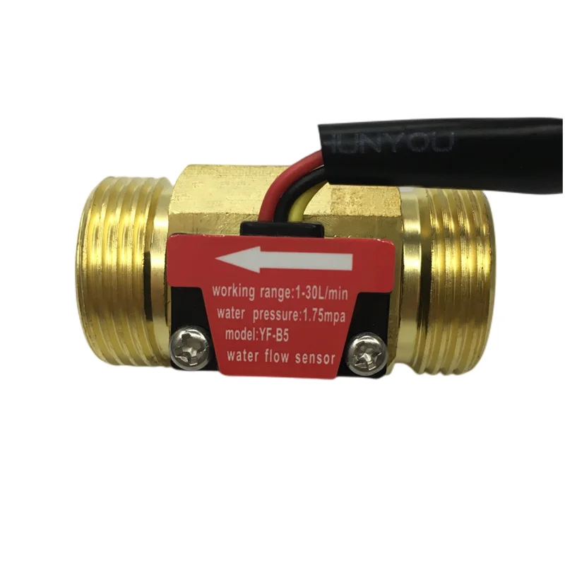 Brass water flow sensor yf-b5 G3/4 flow meter pulse NPN Hall Effect Sensor Voltage 3.5~24Vdc