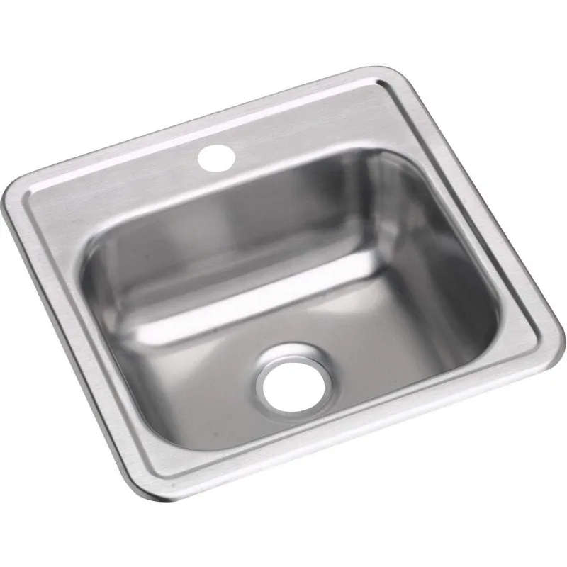 D115151 Dayton Single Bowl Drop-in Stainless Steel Bar Sink 15 x 15 with 2" Drain Hole 3