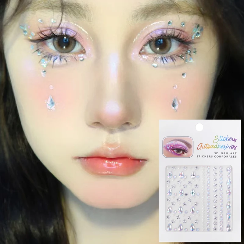 

Disposable Adhesive Acrylic Rhinestone Face Sticker Party Festival Makeup DIY 3D Diamond Eyeshadow Eyeliner Decoration Stickers