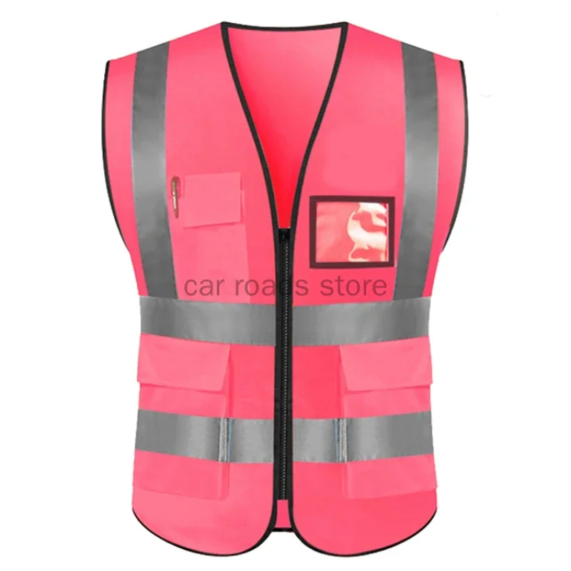 Reflective Safety Vest Printed Construction Site Mesh Breathable Traffic Oversized Protective