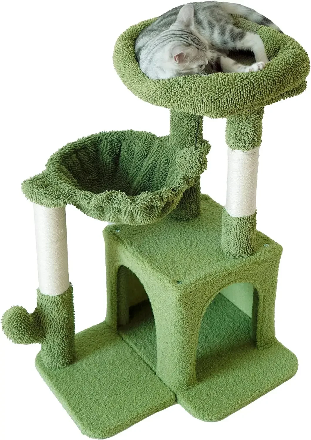 Cat Tree, Small Cat Condo with Sisal Scratching Post and Massage