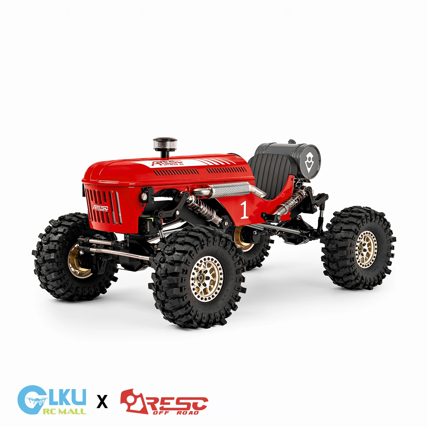 Crawler Buggy RC 1/10 4WD en action franchissant un obstacle boueux