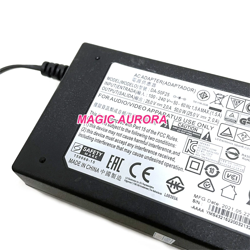 오리지널 DA-50F25 전원 어댑터 25V 2A 50W 5.5x1.5mm LG LAS750M LAS855M NB4530A NB5530 NB5540 NB3730A SJ8 사운드 바 충전기