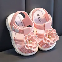 Girls' Sandals 0-3 Year Old Summer Anti slip Soft Sole External Wear Baotou Princess Cute Indoor Anti slip Beach Baby Shoes 2