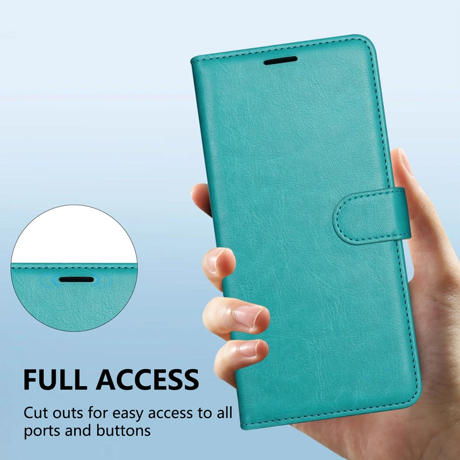 Leather Flip Wallet Case with Magnetic Closure
