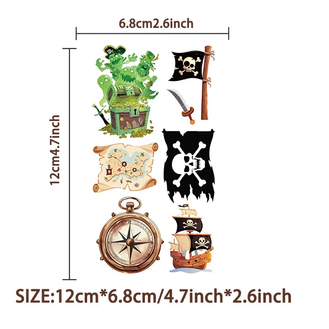 10 Sheets/Set Pirate Temporary Tattoo Stickers Pirate Ship Shower Kids Gift Body Makeup Sticker Tattoos tattoo sticker temporary tattoos makeup stickers