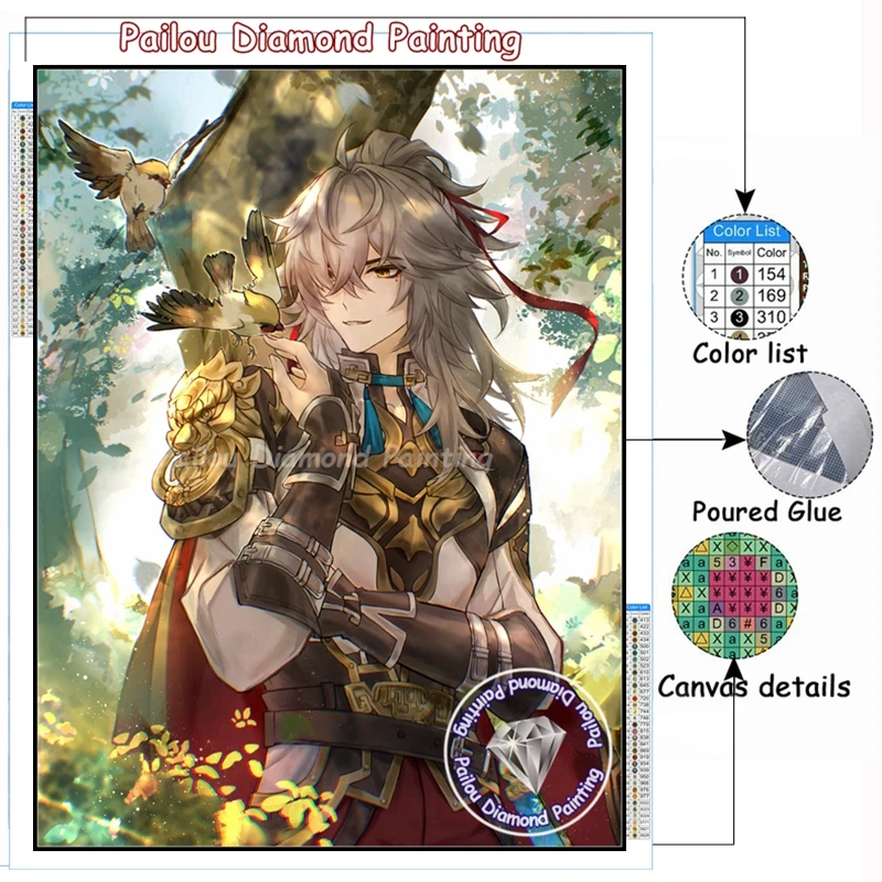 Honkai Star Rail Video Game Diamond Mosaic Painting Honkai Impact 3 Dan Heng Jing Yuan Photo Art Crystal Cross Stitch Home Decor