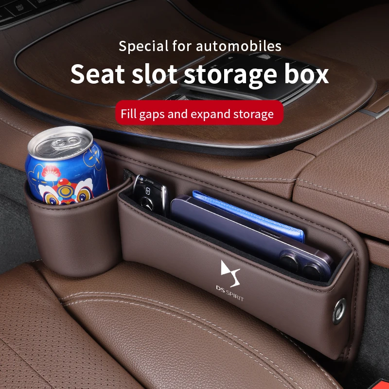 

For DS DS3 DS4 DS5 DS5LS DS6 DS7 DS9 DS 4S Leather Car Seat Sewn Gap Crevice Slot Storage Box With Cup holder Auto Accessories