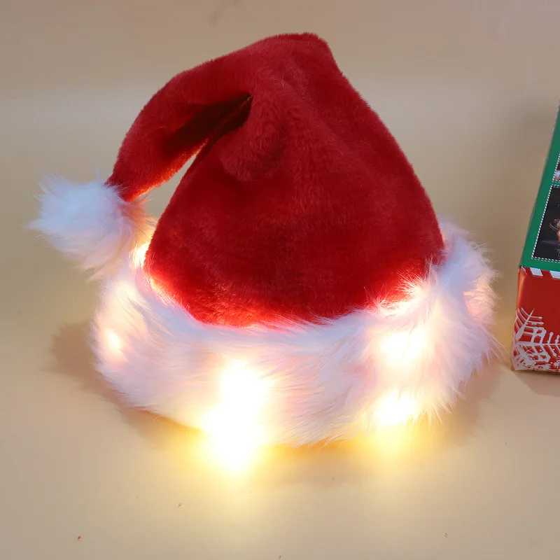 New Christmas Decoration Plush Luminous LED Christmas Hat Santa Claus Hat Gift