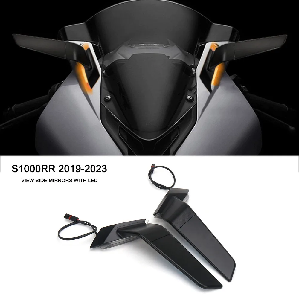 

For BMW S1000RR S1000 RR S 1000 RR s1000rr 2019-2023 2022 Motorcycle Rearview Rear View Side Mirrors With LED Turn Signal Light