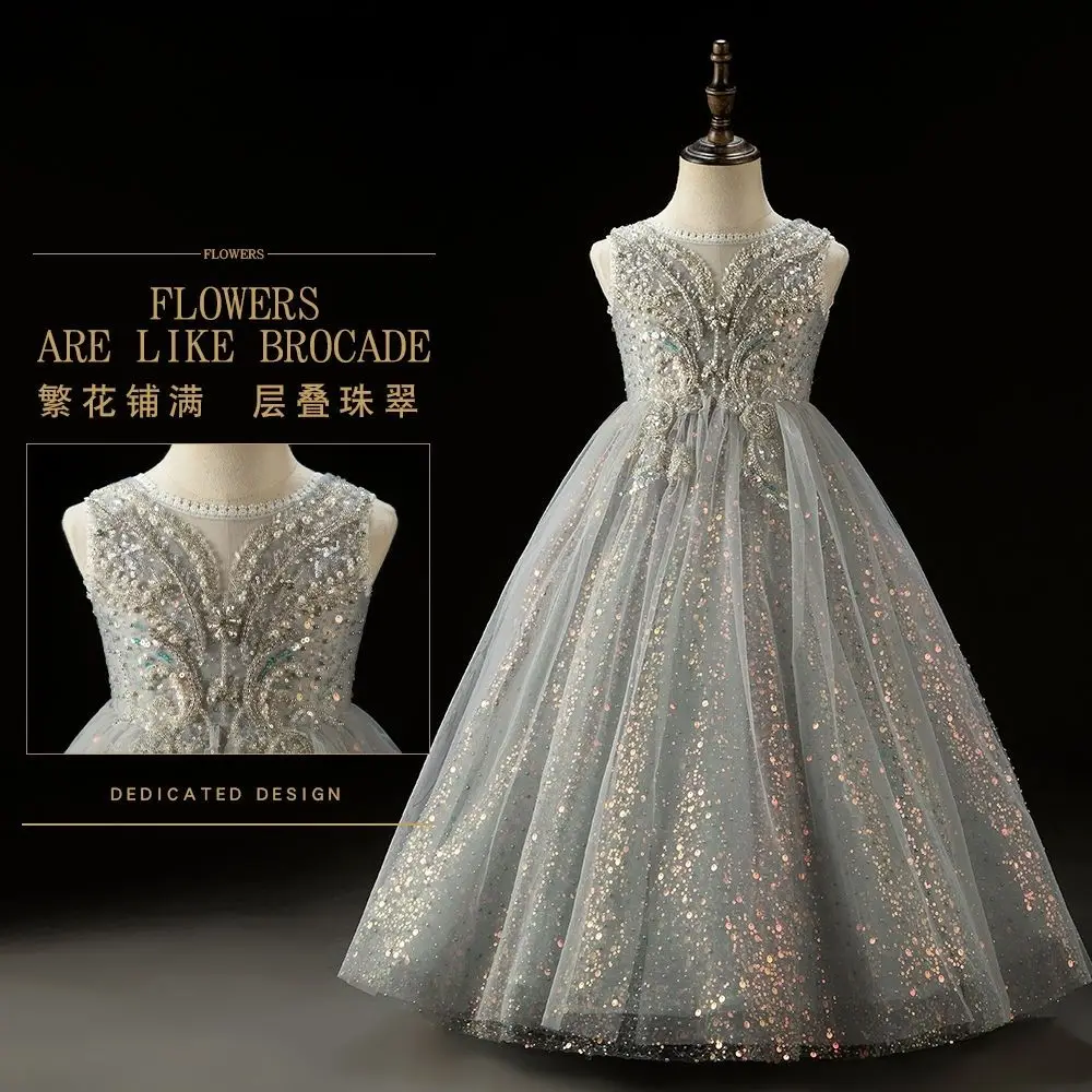 Kinder High-End-Abendkleid neues Modell Walking Elsa Prinzessin Kleid Geburtstag Klavier Host Advanced Sense – Detail 2